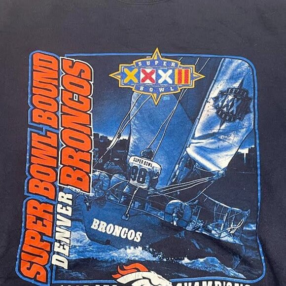 Vintage Denver Broncos Super Bowl XXXII NFL Football Crewneck Sweatshirt - Picture 2 of 5